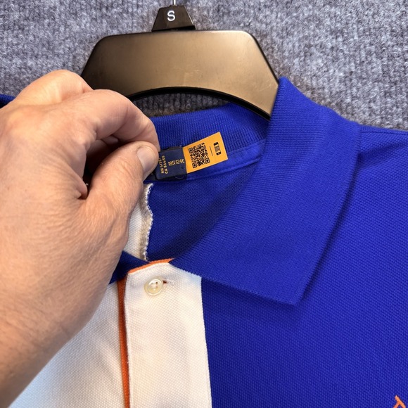 Polo Ralph Lauren Mesh Color Block Polo Shirt Men XLT Pique Big Orange Pony - Picture 4 of 12